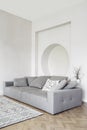 Sofa in modern apartment interior, living room decor