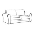 Sofa outline icon. Couch silhouette. Furniture for living room. Vector illustration. sofa vector sketch illustration Royalty Free Stock Photo