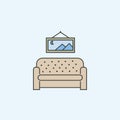 sofa and picture icon. Element of house hold icon for mobile concept and web apps. Colored sofa and picture icon can be used for w