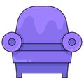 The sofa seat is purple. cartoon emoticon. doodle icon drawing