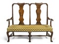 Sofa 2 seater settee wood en framed bright upholstery Royalty Free Stock Photo