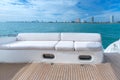 Sofa set on a luxury yacht stern interior comfortable design for holiday recreation Royalty Free Stock Photo