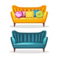 Sofa soft colorful homemade, set 5 Royalty Free Stock Photo