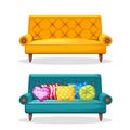 Sofa soft colorful homemade, set 7 Royalty Free Stock Photo