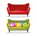 Sofa soft colorful homemade, set 6 Royalty Free Stock Photo