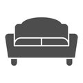 Sofa solid icon, Furniture concept, couch sign on white background, divan for living room icon in glyph style for mobile