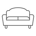 Sofa thin line icon, Furniture concept, couch sign on white background, divan for living room icon in outline style for