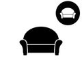 Sofa - white vector icon