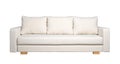 Sofa with white fabric upholstery (front view)