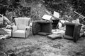 Sofas broken and abandoned