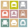 Sofas Icons Set On Square Background