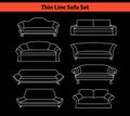 Sofas Set in Line Art Style