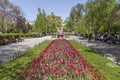 Garden in front of National Theatre Ivan Vazov in Sofia, Bulgaria Royalty Free Stock Photo