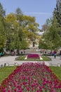 Garden in front of National Theatre Ivan Vazov in Sofia, Bulgaria Royalty Free Stock Photo