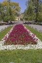 Garden in front of National Theatre Ivan Vazov in Sofia, Bulgaria Royalty Free Stock Photo