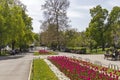 Garden in front of National Theatre Ivan Vazov in Sofia, Bulgaria Royalty Free Stock Photo