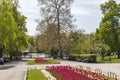 Garden in front of National Theatre Ivan Vazov in Sofia, Bulgaria Royalty Free Stock Photo