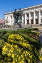 SOFIA, BULGARIA - APRIL 1, 2017: Spring view of National Library St. Cyril and St. Methodius in Sofia