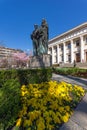 SOFIA, BULGARIA - APRIL 1, 2017: Spring view of National Library St. Cyril and St. Methodius in Sofia