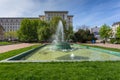 View of the fountain in the garden, center of Sofia, Bulgaria.