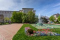View of the fountain in the garden, center of Sofia, Bulgaria.