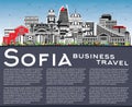 Sofia Bulgaria City Skyline with Color Buildings, Blue Sky and Copy Space. Vector Illustration. Sofia Cityscape with Landmarks Royalty Free Stock Photo