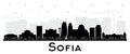 Sofia Bulgaria city skyline silhouette with black buildings isolated on white