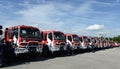 Sofia, Bulgaria - June 9, 2015: New fire trucks are presented to their firefighters Royalty Free Stock Photo