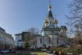 SOFIA, BULGARIA - MARCH 17, 2018: Amazing view of Golden Domes Russian church in Sofia