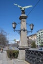 Eagle Bridge over Perlovska river in city of Sofia, Bulgaria Royalty Free Stock Photo