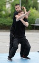 Policemen demonstrate martial arts Royalty Free Stock Photo