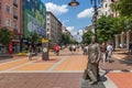 Walking people on Boulevard Vitosha in city of Sofia, Bulgaria Royalty Free Stock Photo