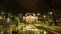 Sofia, Bulgaria - 24/02/2017: Night view of the National Theatre Ivan Vazov in Sofia. Bulgaria Royalty Free Stock Photo
