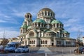 SOFIA, BULGARIA - NOVEMBER 7, 2017: Golden Domes of Cathedral Saint Alexander Nevski in Sofia Royalty Free Stock Photo