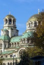 Golden Domes of Cathedral Saint Alexander Nevski in Sofia, Bulgaria Royalty Free Stock Photo