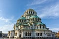 SOFIA, BULGARIA - NOVEMBER 7, 2017: Golden Domes of Cathedral Saint Alexander Nevski in Sofia Royalty Free Stock Photo
