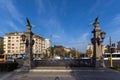 Sunset view of Eagle Bridge over Perlovska river, Sofia, Bulgaria Royalty Free Stock Photo