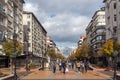 Walking people on Boulevard Vitosha in city of Sofia, Bulgaria Royalty Free Stock Photo