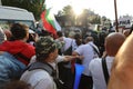 Clashes between the gendarmerie and protesters during an anti-government protest in front of the parliament building in Sofia, Bul