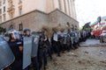 Clashes between the gendarmerie and protesters during an anti-government protest in front of the parliament building in Sofia, Bul