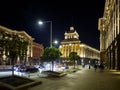 Night view of Center of City of Sofia, Bulgaria Royalty Free Stock Photo