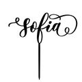 Sofia Happy Birthday lettering vector cake topper, Template for laser or milling cut, scrap booking, poster, textile