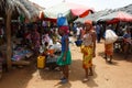 Malagasy peoples on big colorful rural Madagascar marketplace