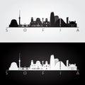 Sofia skyline and landmarks silhouette