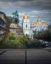 Sofievskaya Square with Bohdan Khmelnytsky Monument and St. Michael`s Golden-Domed Monastery - Kiev, Ukraine
