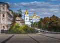 Sofievskaya Square with Bohdan Khmelnytsky Monument and St. Michael`s Golden-Domed Monastery - Kiev, Ukraine