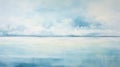 Soft And Airy Abstract Painting: Clouds Over The Ocean