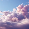 Soft allure Fluffy cumulus clouds dance in serene pink purple skies