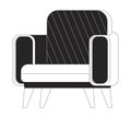 Soft armchair with cushions 2D linear cartoon object