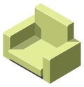 Soft armchair isometric furniture icon. Comfortable seat Royalty Free Stock Photo